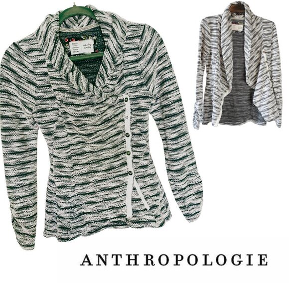 Saturday Sunday, Anthropologie, Asymmetrical Striped Cardigan Blazer Jacket - Picture 1 of 10